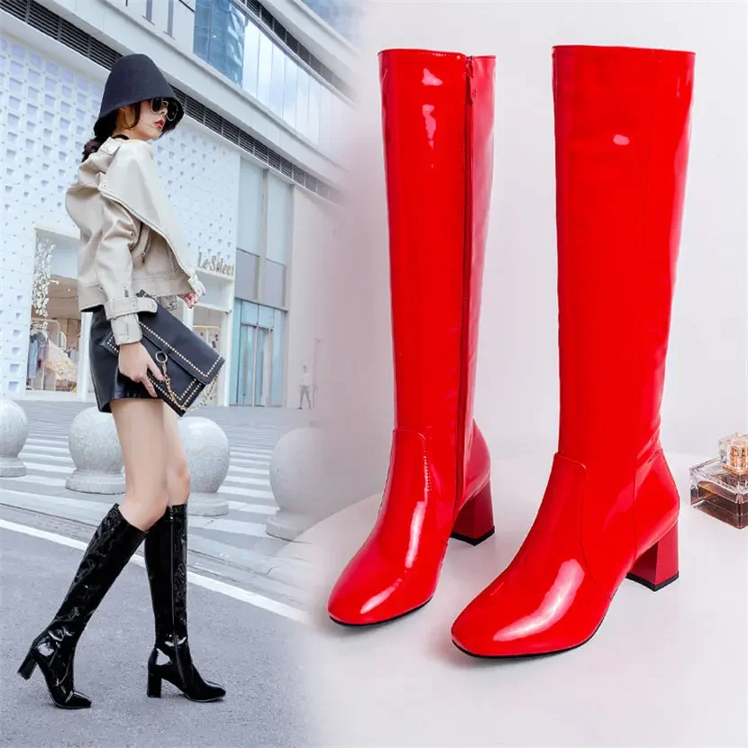 Красные, белые женские сапоги  – обзор и цена Knee High Boots Women